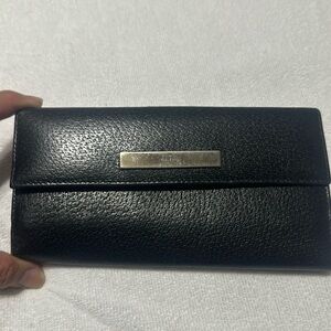 Gucci black leather long wallet